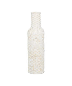 Bamboo Tall Woven Floor Vase (White)